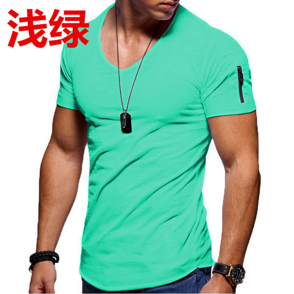 T-shirt masculino transfronteiriço roupas europeias e americanas comércio exterior homens V colarinho puro grande casaco casual T-shirt
