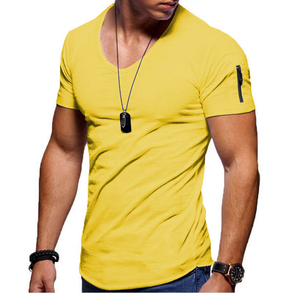 T-shirt masculino transfronteiriço roupas europeias e americanas comércio exterior homens V colarinho puro grande casaco casual T-shirt