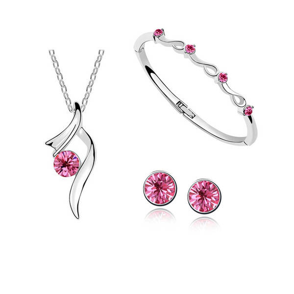 Jóias da Coréia da moda de centenas simples austríacos colares de cristal de colar de pulseira de joalharia três conjuntos 1368