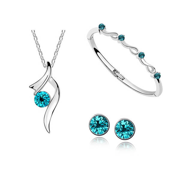 Jóias da Coréia da moda de centenas simples austríacos colares de cristal de colar de pulseira de joalharia três conjuntos 1368