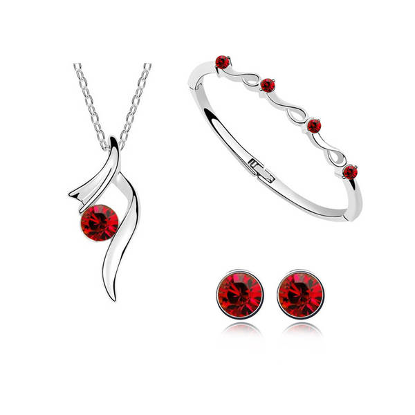 Jóias da Coréia da moda de centenas simples austríacos colares de cristal de colar de pulseira de joalharia três conjuntos 1368