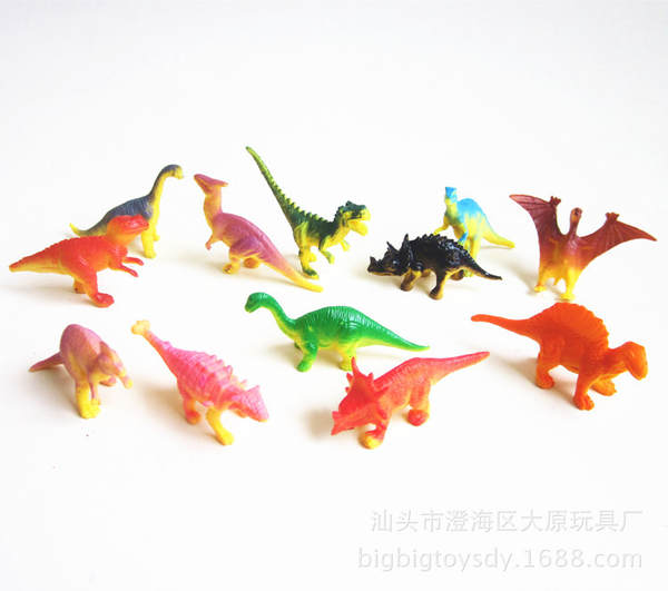 Transfronteiriço Soft 6 cm mini 12 peças de brinquedo de dinossauro modelo infantil plástico brinquedo de comida de dinossauro