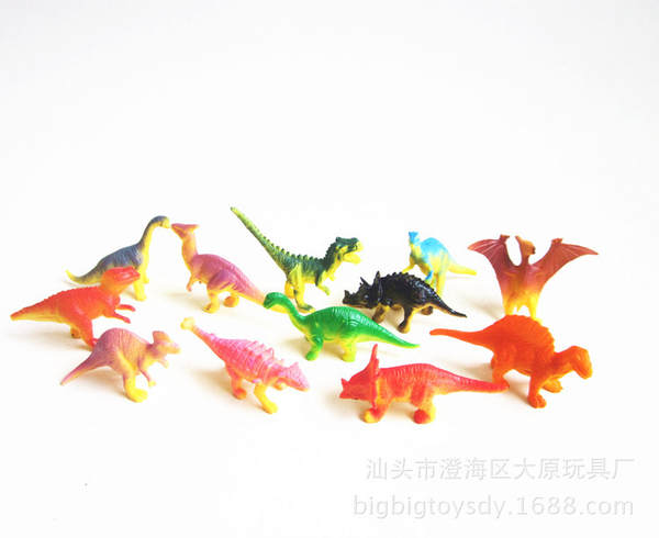 Transfronteiriço Soft 6 cm mini 12 peças de brinquedo de dinossauro modelo infantil plástico brinquedo de comida de dinossauro