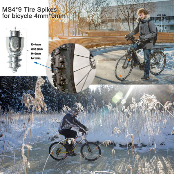 Pneus de bicicleta de inverno resistentes ao deslizamento 100pcs/4*9mm pneus de bicicleta resistentes ao deslizamento