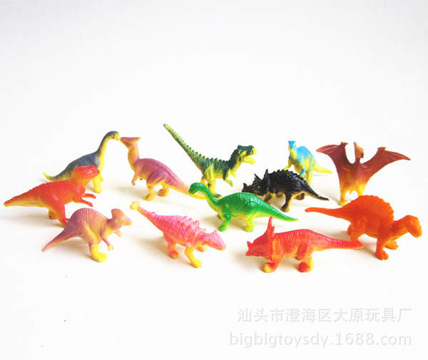 Transfronteiriço Soft 6 cm mini 12 peças de brinquedo de dinossauro modelo infantil plástico brinquedo de comida de dinossauro