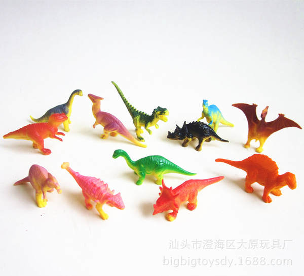 Transfronteiriço Soft 6 cm mini 12 peças de brinquedo de dinossauro modelo infantil plástico brinquedo de comida de dinossauro
