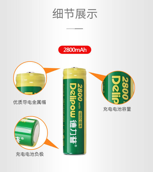 Bateria de lítio da Delphi 18650 2800mAh de grande capacidade 3.7V Bateria de íons de lítio recarregável 18650