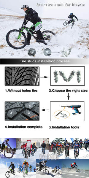 Pneus de bicicleta de inverno resistentes ao deslizamento 100pcs/4*9mm pneus de bicicleta resistentes ao deslizamento