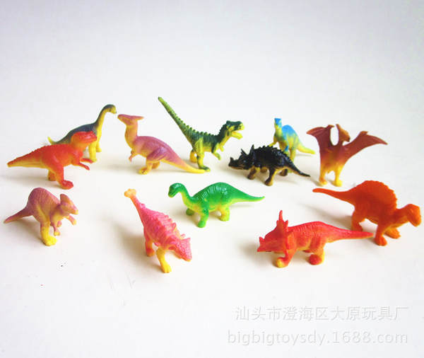 Transfronteiriço Soft 6 cm mini 12 peças de brinquedo de dinossauro modelo infantil plástico brinquedo de comida de dinossauro