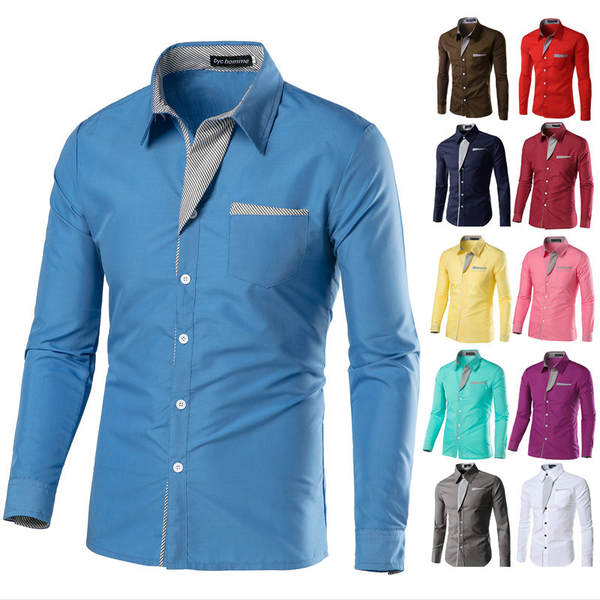 Venda rápida EBAY T-shirts de moda T-shirts de cor masculina T-shirts de mão longa para homens Novas