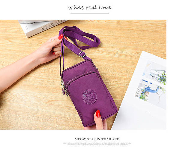 Bolsa de ombro para celular e dinheiro