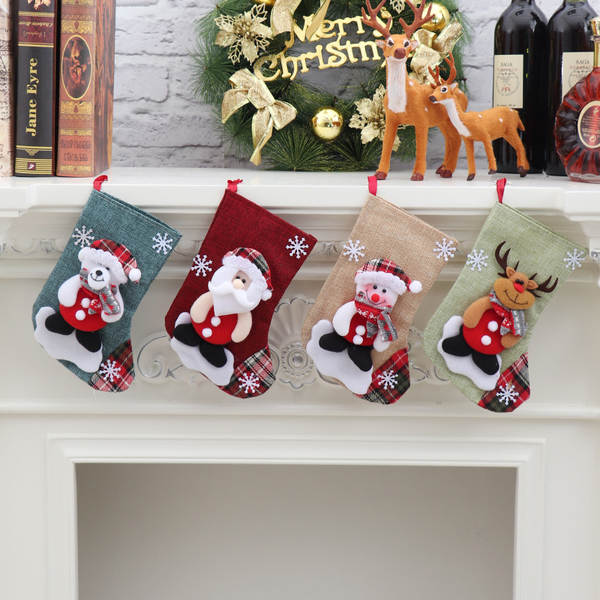 Sacos de presente de doces de Natal Decoração de objetos Santa Claus Snowman meias de presente de Natal meias de Natal Decoração