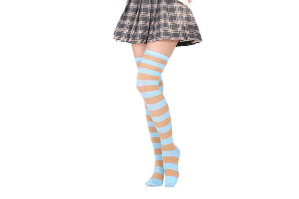 Meias Longas Femininas Azul e Branco