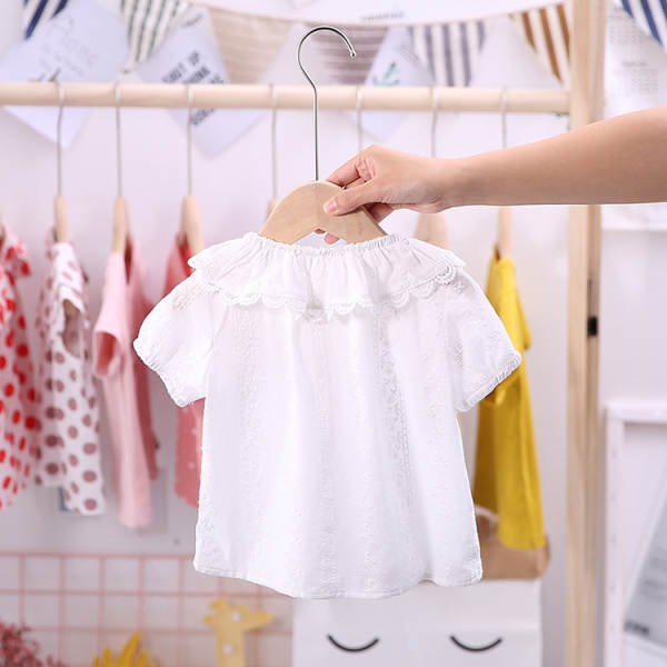 Vestido infantil de verão de vendas quentes 0-6 anos meninas coreanas tendência pura simples e fresco camisa de boneca branca para crianças