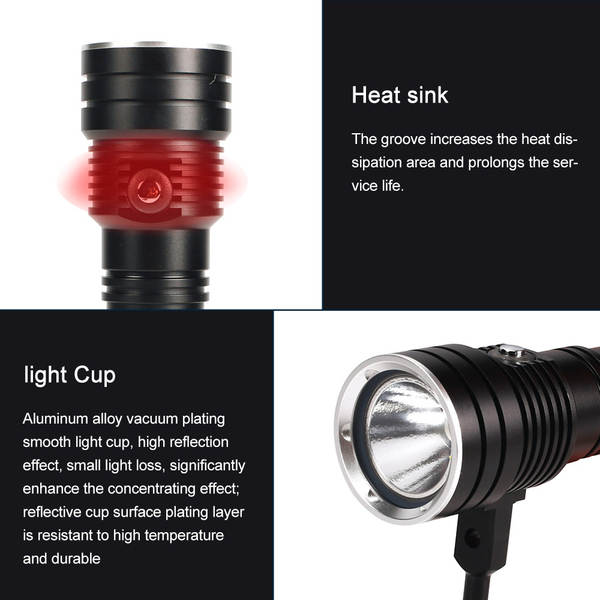 Nova lâmpada de mergulho profissional XHP50 lâmpada de alumínio de alumínio 4 camadas até 2500 lumens