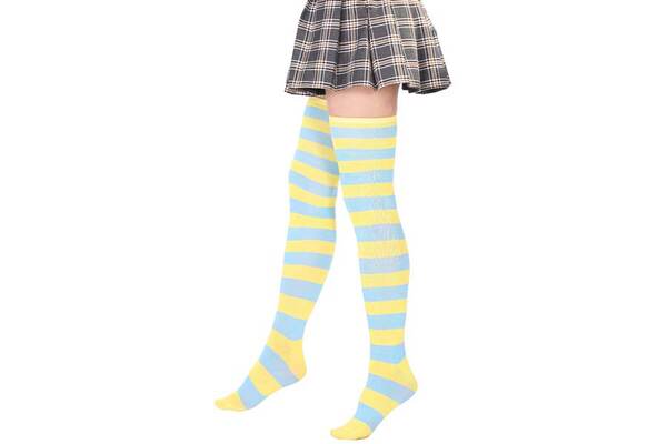 Meias Longas Femininas Azul e Branco