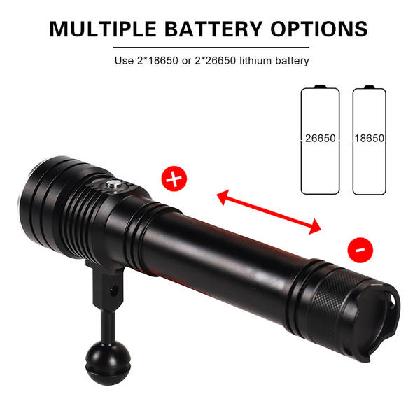 Nova lâmpada de mergulho profissional XHP50 lâmpada de alumínio de alumínio 4 camadas até 2500 lumens