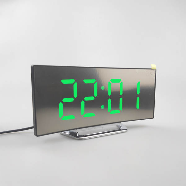 Relógio eletrônico curvo criativo grande ecrã LED relógio espelho relógio silencioso fábrica de relógio 6507