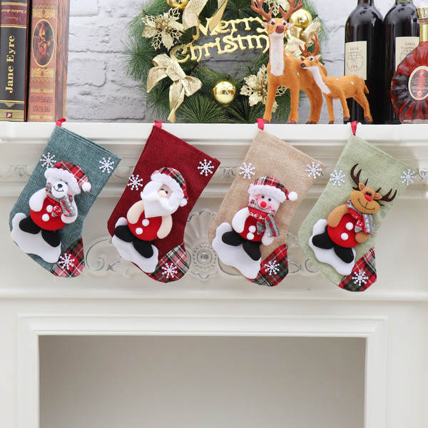 Sacos de presente de doces de Natal Decoração de objetos Santa Claus Snowman meias de presente de Natal meias de Natal Decoração