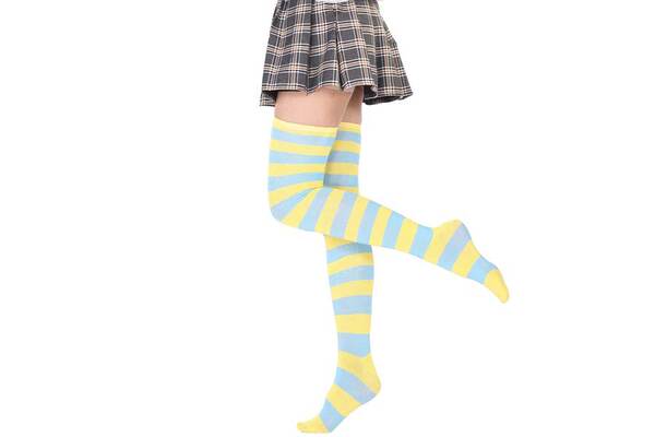 Meias Longas Femininas Azul e Branco