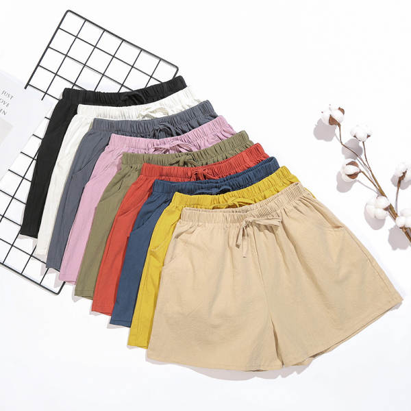 Calça feminina de algodão largo