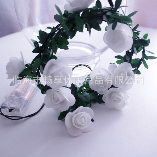 Simulador de lâmpadas LED de folhas verdes com lâmpadas de rosas com lâmpadas DIY de Natal decoradas com lâmpadas LED