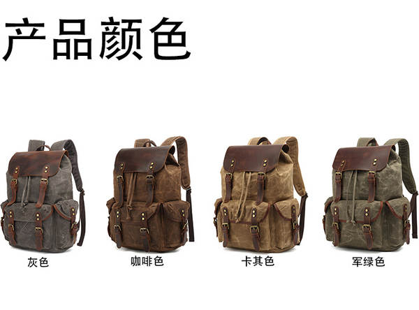 Mochila de couro e lona para notebook