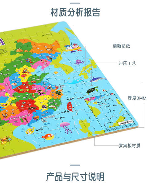 China mapa do mundo quebra-cabeça caixa de ferro geográfica cognição crianças cedo ensinar brinquedos de madeira quebra-cabeça magnética