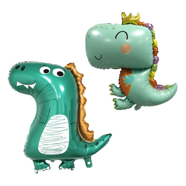 Dinossauro série inteira coroa dinossauro desenho animado verde dinossauro floresta festa de decoração atmosfera de balão de alumínio para atacado