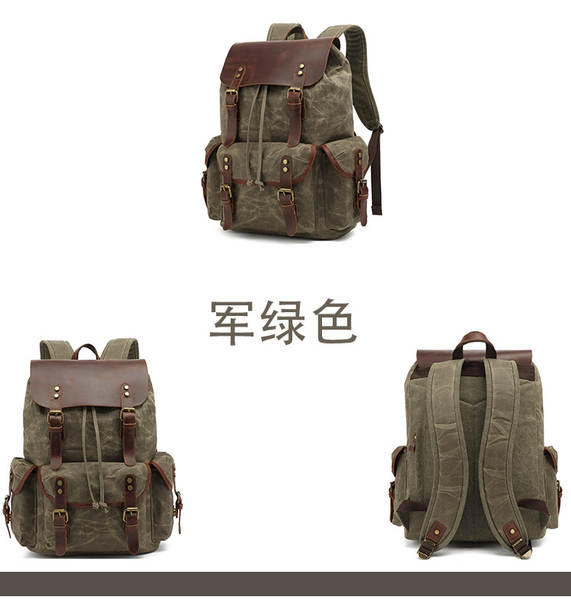 Mochila de couro e lona para notebook