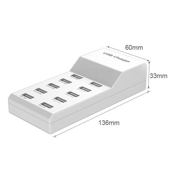 Carregador multimídia de 50W USB Smart Charging Plug Phone Suporte 5V2.4A Factory Direct Supply