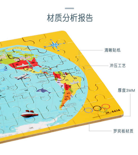 China mapa do mundo quebra-cabeça caixa de ferro geográfica cognição crianças cedo ensinar brinquedos de madeira quebra-cabeça magnética