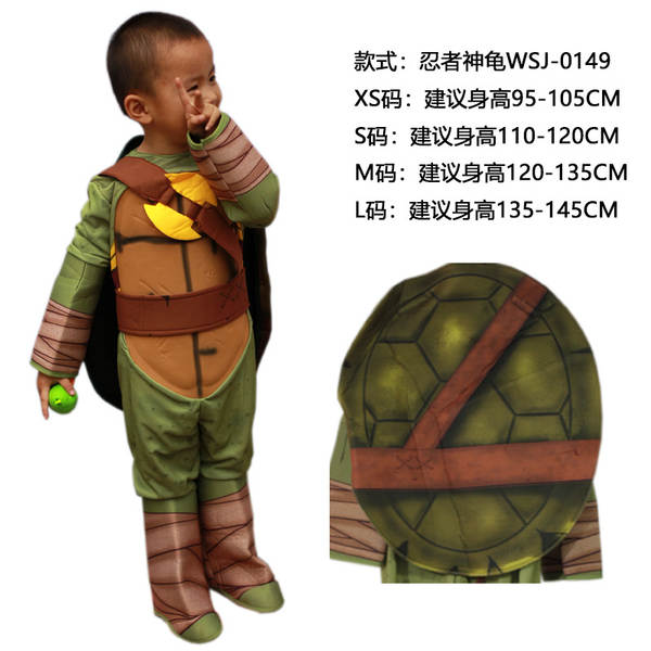 Halloween Crianças Roupa COSPLAY Roupa Tartaruga Ninja Japonês Anime Tartaruga Papel Jogar Traje
