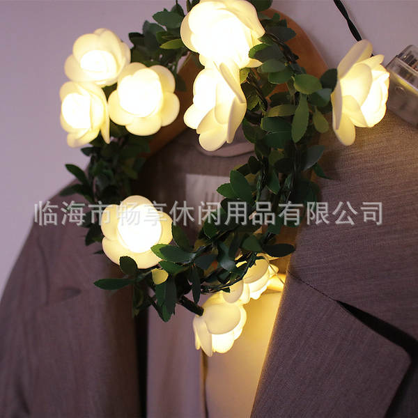 Simulador de lâmpadas LED de folhas verdes com lâmpadas de rosas com lâmpadas DIY de Natal decoradas com lâmpadas LED