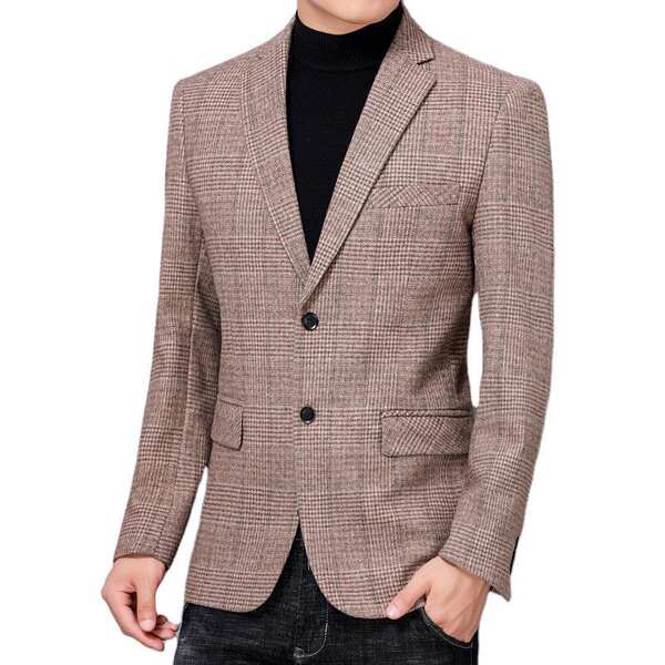 Primavera Outono Nova moda masculina vestido casual casaco de pelúcia homem de meia-idade solteiro uniforme vestido pequeno
