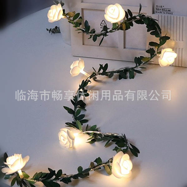 Simulador de lâmpadas LED de folhas verdes com lâmpadas de rosas com lâmpadas DIY de Natal decoradas com lâmpadas LED