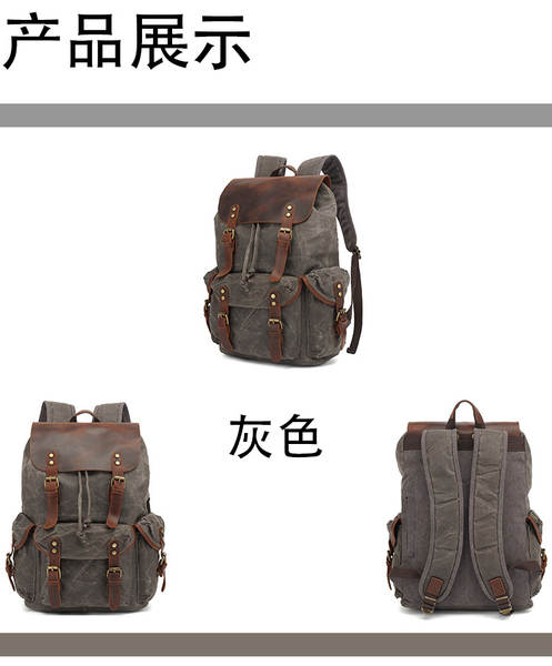 Mochila de couro e lona para notebook