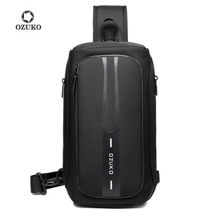 OZUKO Saco de peito masculino sensível à inclinação avançado Saco de esporte à prova d'água Multifuncional para viagens e saídas
