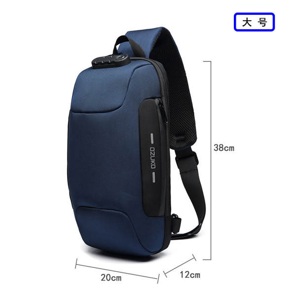 OZUKO Saco de peito masculino sensível à inclinação avançado Saco de esporte à prova d'água Multifuncional para viagens e saídas