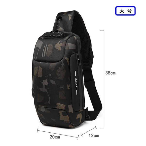 OZUKO Saco de peito masculino sensível à inclinação avançado Saco de esporte à prova d'água Multifuncional para viagens e saídas