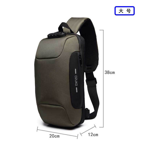 OZUKO Saco de peito masculino sensível à inclinação avançado Saco de esporte à prova d'água Multifuncional para viagens e saídas