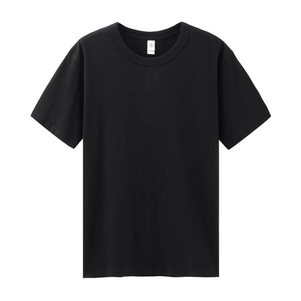300 gramas Três agulhas de algodão puro de Xinjiang pesos pesados de algodão puro de algodão puro preto e branco T-shirts para homens de mangas curtas