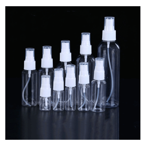 Venda por atacado 30ml/50ml/100ml garrafa de pulverização Pequena garrafa de pulverização de maquiagem garrafa de distribuição de perfume transparente PET garrafa de plástico