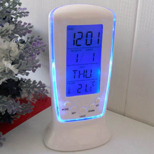 510 mini pequeno despertador LED noite música despertador silencioso preguiçoso relógio eletrônico temperatura do despertador