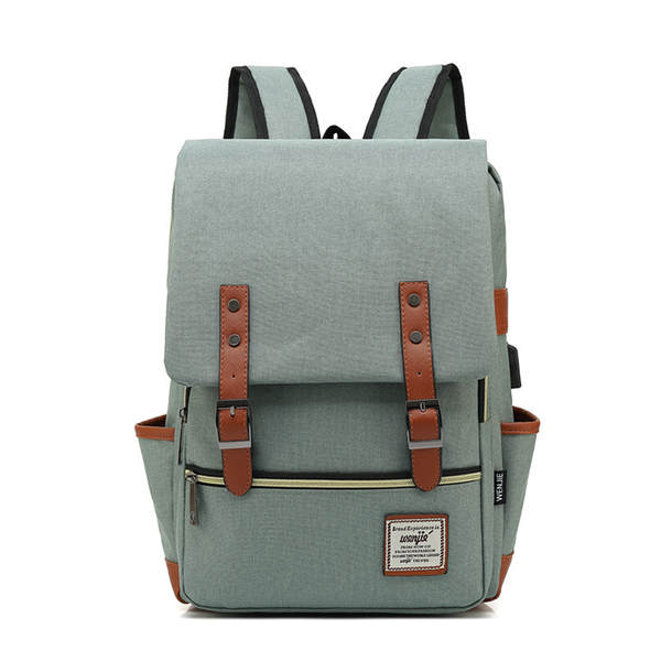 Novo modelo de comércio exterior usb personalidade vintage homens e mulheres veludo exterior grande mochila de viagem mochila de ombros de moda atacado um