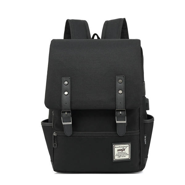 Novo modelo de comércio exterior usb personalidade vintage homens e mulheres veludo exterior grande mochila de viagem mochila de ombros de moda atacado um