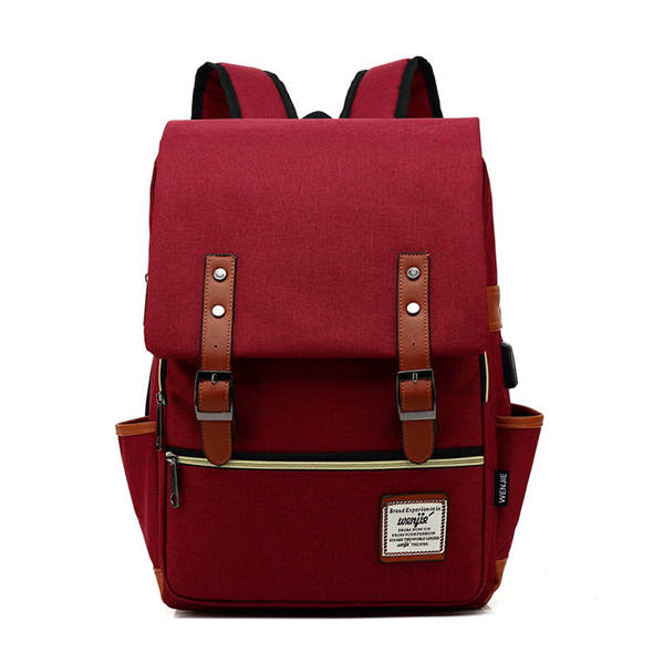 Novo modelo de comércio exterior usb personalidade vintage homens e mulheres veludo exterior grande mochila de viagem mochila de ombros de moda atacado um