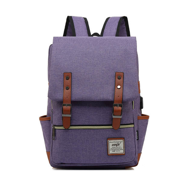 Novo modelo de comércio exterior usb personalidade vintage homens e mulheres veludo exterior grande mochila de viagem mochila de ombros de moda atacado um