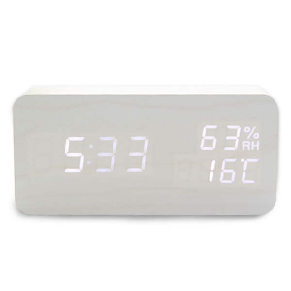 Novo relógio de madeira LED Home Sound Control Relógio inteligente LED Relógio criativo de luz noturna silencioso de temperatura de umidade