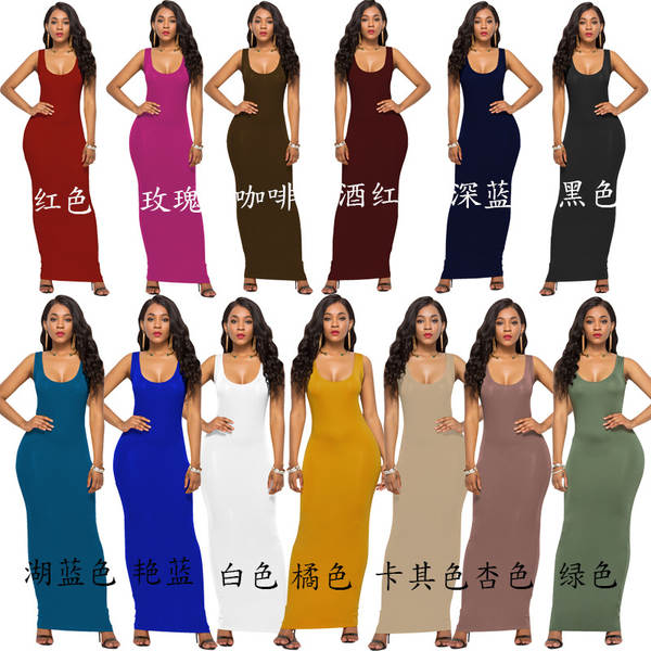 Vestido longo feminino justo